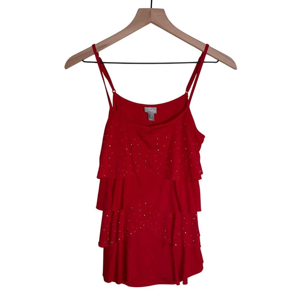 VINTAGE VANITY Y2K flouncy stud detail cotton going out top layering cami S